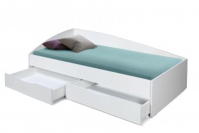 Кровать одинарная "Фея - 3" (асимметричная) (2000х900) New/(белый / белый / ДВПО белый) в Большеречье - bolshereche.katalogmebeli.com | фото 3