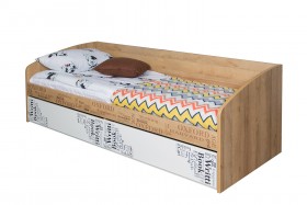 Кровать с 2 ящиками «Оксфорд» (Ривьера/Белый с рисунком) в Большеречье - bolshereche.katalogmebeli.com | фото 3