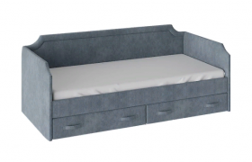 Кровать с мягкой обивкой и ящиками «Кантри» Тип 1 (900) (Замша синяя) в Большеречье - bolshereche.katalogmebeli.com | фото