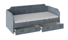 Кровать с мягкой обивкой и ящиками «Кантри» Тип 1 (900) (Замша синяя) в Большеречье - bolshereche.katalogmebeli.com | фото 2