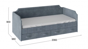 Кровать с мягкой обивкой и ящиками «Кантри» Тип 1 (900) (Замша синяя) в Большеречье - bolshereche.katalogmebeli.com | фото 3