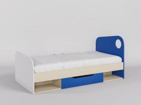 Кровать Скай 1950х950 (Синий/Белый/корпус Клен) в Большеречье - bolshereche.katalogmebeli.com | фото