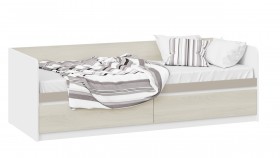 Кровать «Сканди» с 2 ящиками Дуб Гарден/Белый/Глиняный серый в Большеречье - bolshereche.katalogmebeli.com | фото 1
