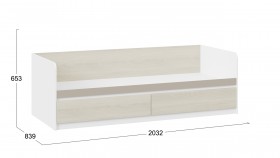 Кровать «Сканди» с 2 ящиками Дуб Гарден/Белый/Глиняный серый в Большеречье - bolshereche.katalogmebeli.com | фото 3