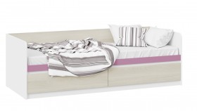 Кровать «Сканди» с 2 ящиками Дуб Гарден/Белый/Лиловый в Большеречье - bolshereche.katalogmebeli.com | фото