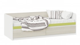 Кровать «Сканди» с 2 ящиками Дуб Гарден/Белый/Зеленый в Большеречье - bolshereche.katalogmebeli.com | фото 1