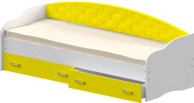Кровать Софа-7 с мягкой спинкой (800х1900) Белый/Желтый в Большеречье - bolshereche.katalogmebeli.com | фото
