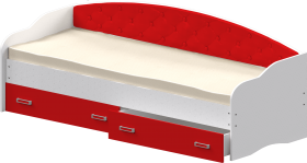 Кровать Софа-7 с мягкой спинкой (800х1900) Белый/Красный в Большеречье - bolshereche.katalogmebeli.com | фото