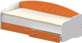 Кровать Софа-7 с мягкой спинкой (800х1900) Белый/Оранжевый в Большеречье - bolshereche.katalogmebeli.com | фото