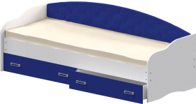 Кровать Софа-7 с мягкой спинкой (800х1900) Белый/Синий в Большеречье - bolshereche.katalogmebeli.com | фото