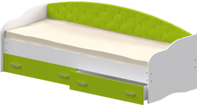 Кровать Софа-7 с мягкой спинкой (800х2000) Белый/Лайм в Большеречье - bolshereche.katalogmebeli.com | фото