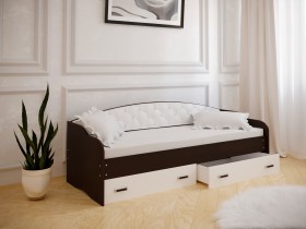 Кровать Софа-7 с мягкой спинкой (800х2000) Венге/ Белый в Большеречье - bolshereche.katalogmebeli.com | фото 1