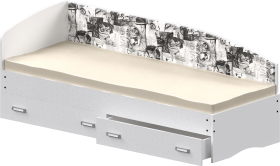 Кровать Софа-9 с мягкой спинкой с рисунком Милана (900х1900) Белый в Большеречье - bolshereche.katalogmebeli.com | фото