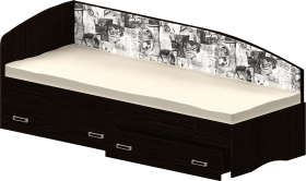 Кровать Софа-9 с мягкой спинкой с рисунком Милана (900х1900) Венге в Большеречье - bolshereche.katalogmebeli.com | фото 1