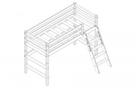Кровать Соня вариант 6 полувысокая с наклонной лестницей Лаванда в Большеречье - bolshereche.katalogmebeli.com | фото 2