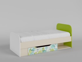 Кровать Твит 1650х750 (Белый/Зеленый/корпус Клен) в Большеречье - bolshereche.katalogmebeli.com | фото