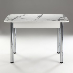 Кухонный стол 1100*700/400 ф 2 Пластик, мрамор белый в Большеречье - bolshereche.katalogmebeli.com | фото