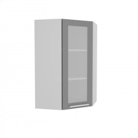 Квадро ВПУС 550 шкаф верхний угловой со стеклом высокий (Железо/корпус Серый) в Большеречье - bolshereche.katalogmebeli.com | фото