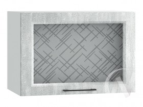 Либерти Шкаф верхний горизонтальный со стеклом ШВГС 609 (Холст грей/корпус белый) в Большеречье - bolshereche.katalogmebeli.com | фото