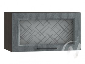 Либерти Шкаф верхний горизонтальный со стеклом ШВГС 609 (Холст грей/корпус венге) в Большеречье - bolshereche.katalogmebeli.com | фото