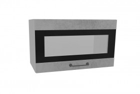 Лофт ПГСФ 600 шкаф верхний горизонтальный со стеклом и фотопечатью (Бетон светлый/корпус Серый) в Большеречье - bolshereche.katalogmebeli.com | фото