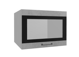 Лофт ВПГСФ 600 шкаф верхний горизонтальный со стеклом высокий с фотопечатью (Бетон светлый/корпус Серый) в Большеречье - bolshereche.katalogmebeli.com | фото