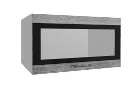 Лофт ВПГСФ 800 шкаф верхний горизонтальный со стеклом высокий с фотопечатью (Дуб майский/корпус Серый) в Большеречье - bolshereche.katalogmebeli.com | фото