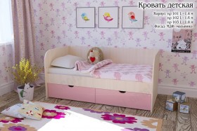 Мальвина Кровать детская 2 ящика 1.6 Розовыйй глянец в Большеречье - bolshereche.katalogmebeli.com | фото