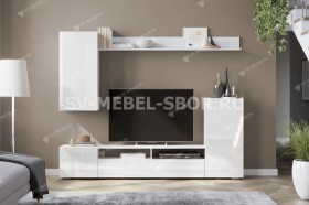 Мебель для гостиной МГС 4 (Белый/Белый глянец) в Большеречье - bolshereche.katalogmebeli.com | фото