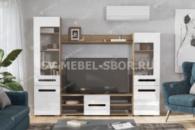 Мебель для гостиной МГС 6 (Исполнение 1/Дуб золотой/Белый глянец) в Большеречье - bolshereche.katalogmebeli.com | фото