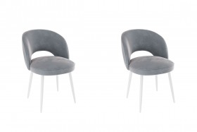 Набор стульев Моли 2 шт (серый велюр/белый) в Большеречье - bolshereche.katalogmebeli.com | фото