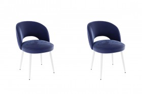 Набор стульев Моли 2 шт (синий велюр/белый) в Большеречье - bolshereche.katalogmebeli.com | фото 1