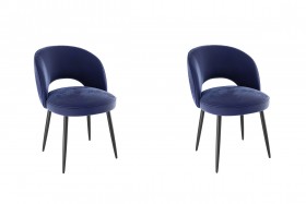 Набор стульев Моли 2 шт (синий велюр/черный) в Большеречье - bolshereche.katalogmebeli.com | фото