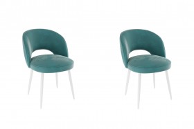 Набор стульев Моли 2 шт (зеленый велюр/белый) в Большеречье - bolshereche.katalogmebeli.com | фото