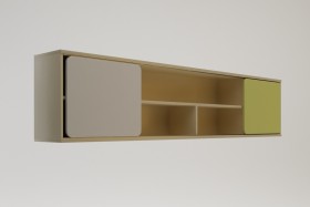 Полка между шкафами 1960 Эппл (Зеленый/Белый/корпус Клен) в Большеречье - bolshereche.katalogmebeli.com | фото 2