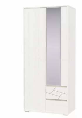 Шкаф 2-х дверный с ящиками Аделина 1000 Рамух белый в Большеречье - bolshereche.katalogmebeli.com | фото