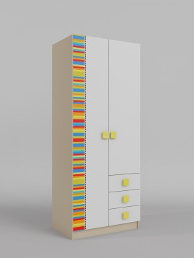 Шкаф 2-х створчатый с ящиками Клаксон без машинок (Белый/корпус Клен) в Большеречье - bolshereche.katalogmebeli.com | фото