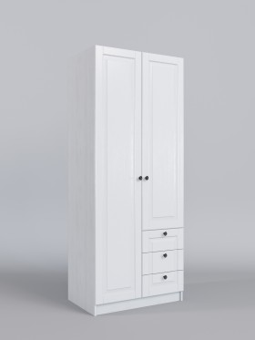 Шкаф 2-х створчатый с ящиками Классика (Белый/корпус Выбеленное дерево) в Большеречье - bolshereche.katalogmebeli.com | фото