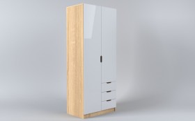 Шкаф 2-х створчатый с ящиками Лофт (Белый/корпус Дуб Сонома) в Большеречье - bolshereche.katalogmebeli.com | фото