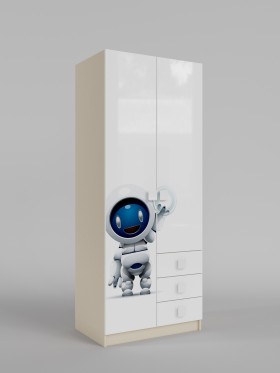 Шкаф 2-х створчатый с ящиками Санни (Белый/корпус Клен) в Большеречье - bolshereche.katalogmebeli.com | фото