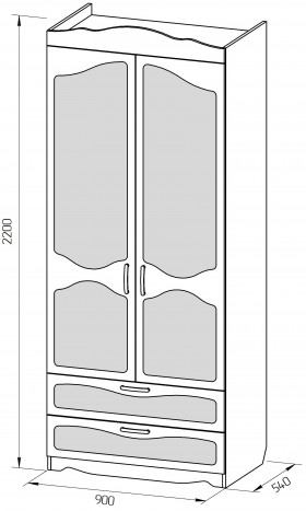 Шкаф 2-х створчатый с ящиками серии Иллюзия 31 Светло-сиреневый в Большеречье - bolshereche.katalogmebeli.com | фото 2