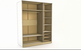 Шкаф 3-х створчатый с ящиками Эппл (Зеленый/Белый/корпус Клен) в Большеречье - bolshereche.katalogmebeli.com | фото 4