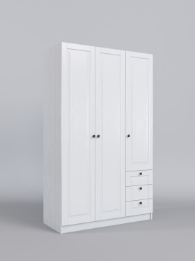 Шкаф 3-х створчатый с ящиками Классика (Белый/корпус Выбеленное дерево) в Большеречье - bolshereche.katalogmebeli.com | фото