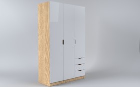 Шкаф 3-х створчатый с ящиками Лофт (Белый/корпус Дуб Сонома) в Большеречье - bolshereche.katalogmebeli.com | фото