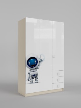 Шкаф 3-х створчатый с ящиками Санни (Белый/корпус Клен) в Большеречье - bolshereche.katalogmebeli.com | фото