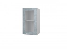 Шкаф 40 с витриной Лофт (Камень Оленна/Белый) в Большеречье - bolshereche.katalogmebeli.com | фото