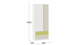 Шкаф для одежды комбинированный «Сканди» Дуб Гарден/Белый/Зеленый в Большеречье - bolshereche.katalogmebeli.com | фото 5