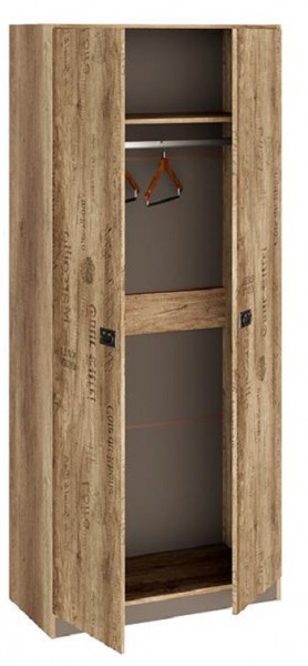 Шкаф для одежды «Пилигрим» (Дуб Каньон светлый, Фон серый) в Большеречье - bolshereche.katalogmebeli.com | фото 2