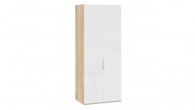 Шкаф для одежды с 2 глухими дверями «Эмбер» Яблоня Беллуно/Белый глянец в Большеречье - bolshereche.katalogmebeli.com | фото