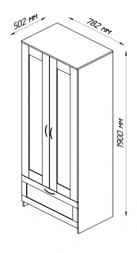 Шкаф двухдверный Сириус с 1 ящиком дуб сонома в Большеречье - bolshereche.katalogmebeli.com | фото 2